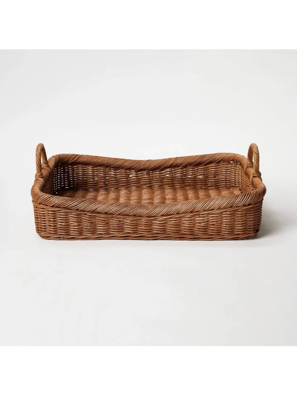 Studio McGee RARE Woven Vintage French Tray Wicker Rattan Rectangular